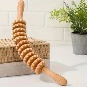 Wooden massage device with 12 wheels