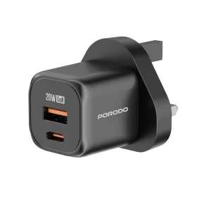 Porodo GaN Dual Port Wall Chargre UK PD-FWCH028-BK
