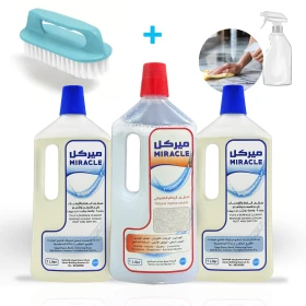 2PC Floor Cleaner Miracle + 1PC Miracle Natural Marble Cleaner + Spray Bottle + Hard Sponge