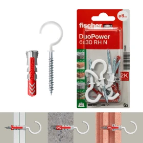 قابس فيشر ديوباور 6 × 30 RH N K NV + خطاف دائري، 6 قطع