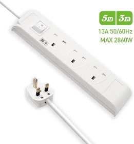 HB - Three Sockets - 5 Meter Wire