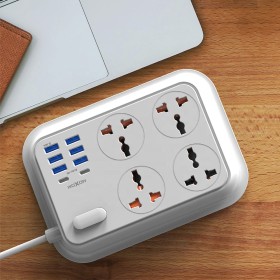 Universal Power Socket With - Six Usb Port And Two Type-C - Four Socket