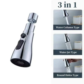 Powerful 360 degree washing triple extender faucet