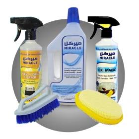 Miracle Combo Package: 1 Floor Cleaner, 1 Oven and grill cleaner, 1 Oxi Magic Effective Stain Remover carpet cleaner, 1 handle brush and 1 sponge