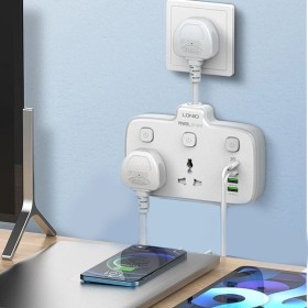 Universal Extension Socket - Two Sockets - Three Usb One Type-C