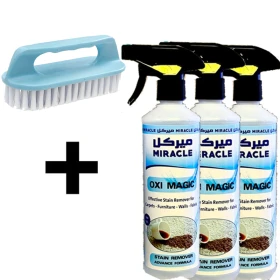 3 psc Oxi Magic Miracle Effective Stain Remover carpet cleaner 500ml + brush