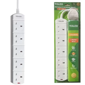 Power Socket - Five Sockets - Two Meter Wire