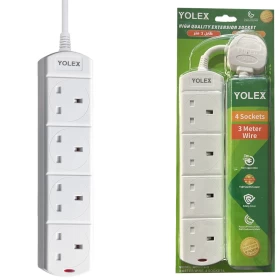 Power Socket - Four Sockets - Three Meter Wire