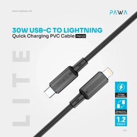 3A USB-C TO Lightning Quick Charging PVC Cable PW122 | Black