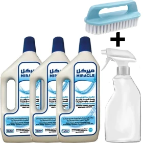 3PC Floor Cleaner Miracle + Spray Bottle + Hard Sponge