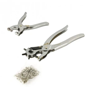 Leather Hole Punch & Grommet Setting Tool Kit