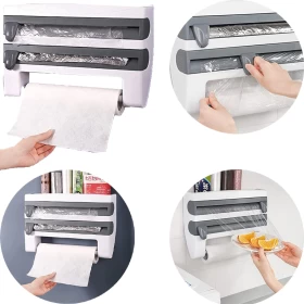 Kitchen Foil Holder 4 in 1 (Spice Bottles - Aluminum Foil - Tissue Paper - Plastic Bags)