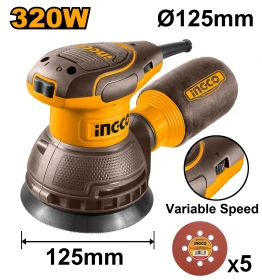 320W INGCO Random Orbital Sander 125mm with Variable Speed – RS3208