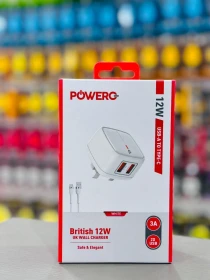 Powero+  British Dual USB 3A Adapter  PR-TC24UK-WH