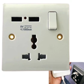 13a 1 gang switch socket universal with usb HB VZ0288