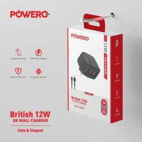 Powero+  British Dual USB 3A Adapter  PR-TC24UK-WH